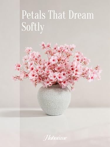 HOHOTIME 8Pcs Artificial Cherry Blossom Branches, Pink 16" Silk Faux Peach Sakura Flowers, Fake Bouquet for Spring Home Wedding Party Decor, Japanese Garden Bedroom Table Centerpiece - color: Pink