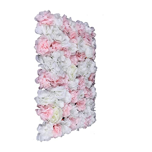 12 Pcs Artificial Flower Wall Panels 60x40cm 3D Flower Background for Wall, Wedding Flower Decorations Wall Silk Rose Panels for Candy Wall, Photo Areas, Stage Background Wall, 24 x16inch - color: 12 Pcs White Light Pink