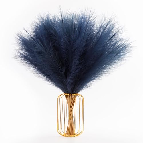 Navy Blue Faux Pampas Grass Extra Full, 24'' Tall 30 Stems with 90 Branches Artificial Pampas Grass Boho Decor, Artificial Flower Arrangements for Wedding Centerpieces, Vase Filler - color: Navy Blue, size: 24'' Tall