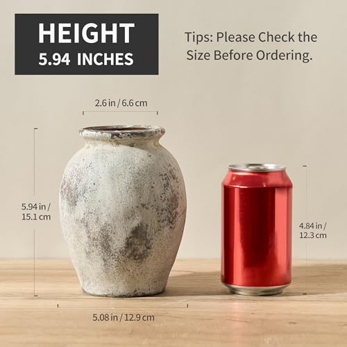 5.94" Ceramic Vase for Home Decor, Decorative Terracotta Farmhouse Rustic Vases for Living Room Kitchen Bedroom Bathroom Entryway Mantel Table, Pottery Vases for Pampas Grass Dried Fresh Flowers - color: Natural Brown- 5.94"