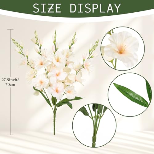 2 Bundles Champagne Gladiolus Artificial Flowers 10 Heads 26.38" Silk Faux Gladiolus Flowers for Wedding Centerpieces, Home Table Party Decor(Champagne) - color: Champagne