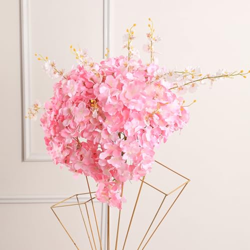 Tifuly 24 Pcs Pink Hydrangea Artificial Flowers Bulk, Faux Hydrangea Full Flowers Heads with Stems, Fake Silk Flowers for Wedding, Garden, Home, Party Decoration - color: Pink
