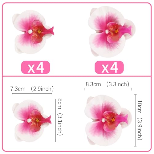 8PCS Artificial Phalaenopsis Cake Toppers Pink Butterfly Orchid 3D Flowers Cake Decorations for Floral Wedding Bridal Engagement Women Floral Birthday Mother's Day Party Decoration Supplies - color: Pink Phalaenopsis