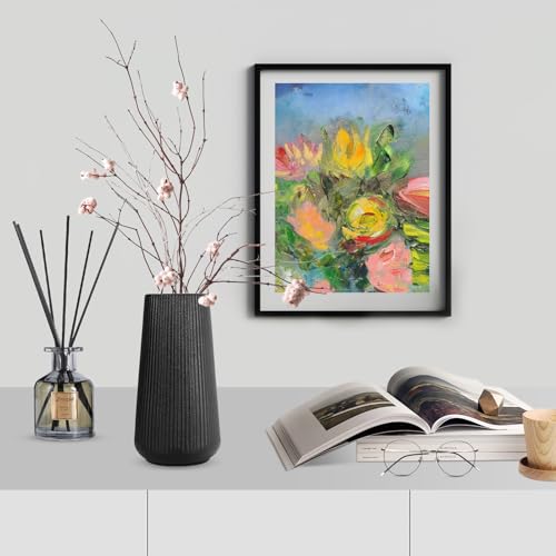 Matte Black Ceramic Vase, GUKJOB Small Cute Flower Vase for Pampas Grass, Home, Living Room, Dining Table, Farmhouse, Office Decor, Bedroom, Table, and Kitchen Shelf (Matte Black) - color: Small Matte Black