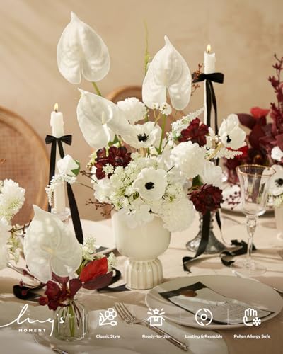 Ling's moment Artificial Greenery Stems Box Set, 35pcs with 7 Kinds of Faux Flowers Picks for DIY Bridal Bouquets Wedding Floral Arrangement Table Centerpieces, Moody Burgundy - color: Red-moody Burgundy