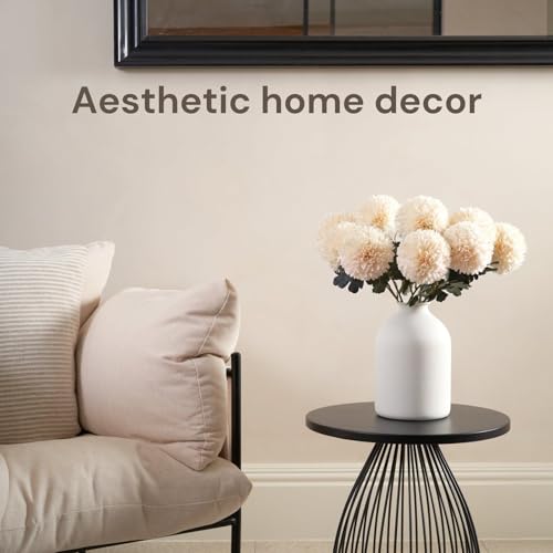 Large Kiku Flower Beige 10 Stems, Silk Flowers Bulk Boho Bouquet, Large Artificial Flowers, Tall Flowers With Long Stems, Realistic faux flowers Neutral Home Decor, Flores Artificiales Para Decoracion - color: Beige Large