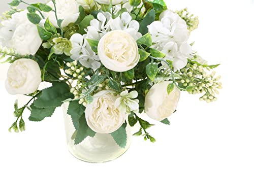 Artificial Flowers Fake Peony Silk Mini Plastic Bridal Flowers for DIY Wedding Bouquets Home Decorations 4 Packs(Cream) - color: Cream