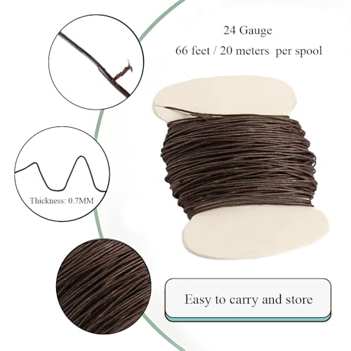 HAHIYO 24Gauge Brown Paper-Wrapped Metal Floral Wire, Flexible Paddle Wires Florist Wire for Crafting Christmas Wreaths Flower Arrangements Bouquet Wrapping Wedding DIY, 66 Feet (20 Meters), 1 Roll - color: Brown, size: 24Gauge-66 Feet