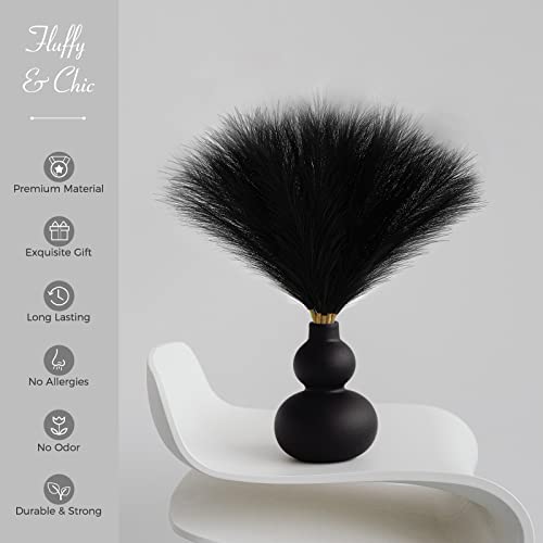 Serwalin Black Pampas Grass Decor, 6Pcs Faux Pampas Grass 17 Inch, Short Artificial Pompous Grass for Gothic Room Decoration, Wedding, Home and Halloween Decoration - color: A Black, size: 17 Inch 6 Pcs