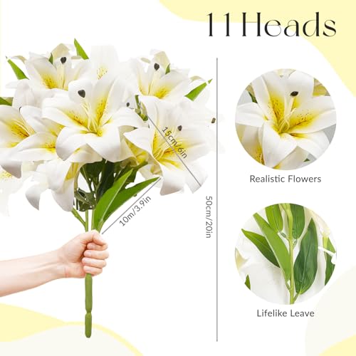 SNAIL GARDEN 11Heads Artificial Lily Flowers,Long Stem Faux Flowers with Buds,Tiger Lily Artificial Flowers for Home Hotel Flower Arrangement Party Decor