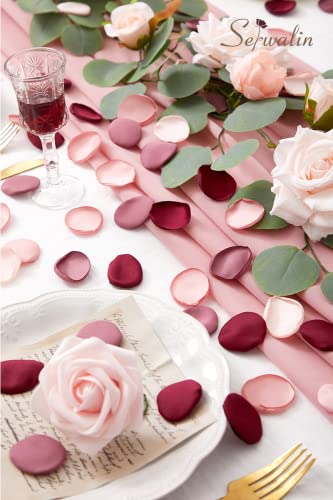 Serwalin 300pcs Silk Rose Petals Artificial Flower Petals for Weddings Burgundy Pink Petals Fake Petals Flower Girl Petals for Proposal Basket Aisle Runner Bridal Shower (4 Color Mixes) - color: Classic Burgundy Pink, size: 300pcs
