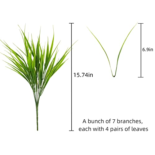alyptus Artificial Grass Outdoor 12 Bundles Fake Plants Outside Green Onion Faux Greenery Shrubs for Front Porch Planters Pot Décor for Outdoors (Grass) - color: Grass