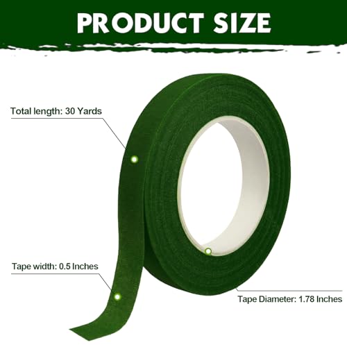 DOMMARE Floral Tape Green Flower Tape, 4Pcs Flower Wrapping Tape, 1/2 Inch Floral Bouquet Supplies for Bouquet Floral Arranging Flowers Stem Wrapping, Wedding Bouquet, Wreath, Garden Decor, 32 Yard - color: 4Pcs Green, style: Normal & Non-sticky