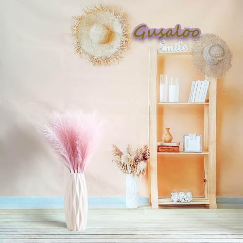 Artificial Faux Pampas Grass 8 Pcs Fake Artificial Adjustable Pampas Grass Variable Length Tall Fluffy Stems Table Vase Filler Centerpiece for Living Room Decor Boho Decor Wedding Pink - color: Pink