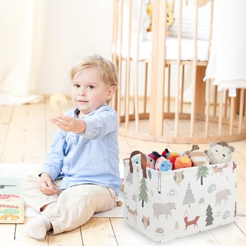 FXOLCSHE Rectangular Animals Basket,Waterproof Storage Bin for Bedroom,Nursery Hamper,Storage Bin for Boys Room Decor,Gift Basket,Animal Room Decor(Animals) - color: Animals