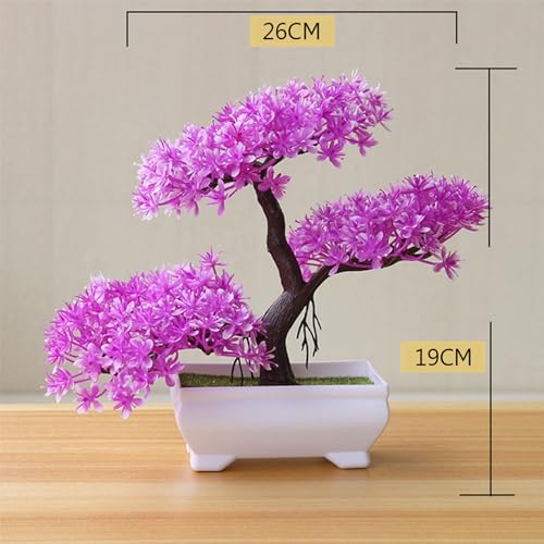 Talent Star Artificial Bonsai Tree Juniper Faux Plants Indoor Small Fake Plants Decor with Pots for Home Table Office Desk Bathroom Shelf Bedroom Living Room Farmhouse Decorations Wedding Tabletop Ro - color: Rose Red