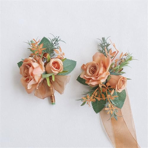 Orange Rose Flowers Wrist Corsage for Girl Mother Bride Bridesmaids Artificial Silk Flowers Wedding Bridal Wrist Corsage for Wedding Party Bridal Shower Homecoming Ceremony Anniversary - color: Orange Corsage