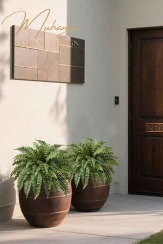 Muhanjia 35" Silky Artificial Boston Fern Bush,Set of 2, Fake Fern Large Hanging Plant That Look Real for Outdoors Home Decor,40Branches. (35" 2Pcs40Fronds) - color: 35"2pcs40fronds-green