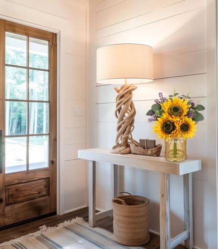 Oairse Fake Flowers in Vase, Sunflowers Artificial Flowers with Vase Sunflowers Centerpieces for Table Silk Flower Arrangement for Farmhouse Home Kitchen Bathroom Wedding Party Dining Room Decor - color: Yellow&amber Vase