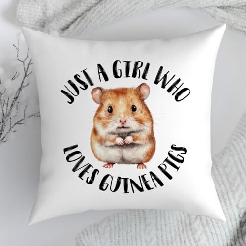 Fokongna Just A Girl Who Loves Guinea Pigs Pillow Covers Cute Farmhouse Animal Guinea Pig Pattern Pillowcase, Perfect for Girls' Rooms, Beds Chairs Sofas 18 x 18 Inch - color: Guinea Pig