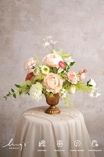 Ling's moment Fake Flowers Box, Faux Artificial Greenery Stems Foam Roses Silk Peony Ranunculus Fabic Flower for Centerpieces Bouquet Wedding Vase Floral Decorations, Garden Blush, Deluxe Combo - color: Pk-garden Blush, size: Deluxe