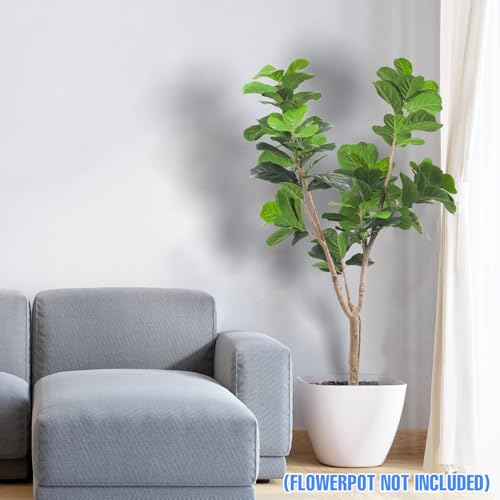 E&K 6FT Artificial Fiddle Leaf Fig Tree with Plastic Nursery Pot, Fake Tree Artificial Greenery Plant Faux Trees for Home Office Garden Indoor Outdoor Decor (1 Pack) - color: Fiddle Leaf Fig Tree, size: 6ft