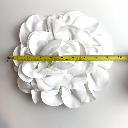 Heyiwell Large Satin Fabric flower for Brooch Pin Wedding Party Dance Dress Suit Clothes Head Hair Accessories DIY Decor 9.45"Inch - color: White