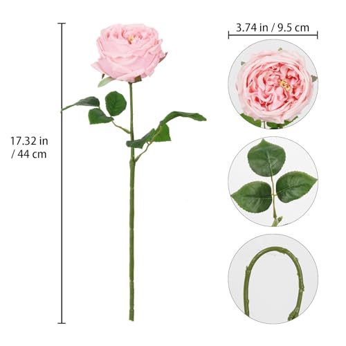 IPOPU Real Touch Rose Artificial Flowers 5PCS Faux Pink Peonies Realistic Roses with Stem for Wedding Bouquet Party Home Decor (Pink) - color: Pink
