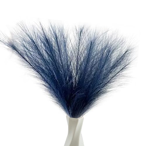 40pcs Blue Artificial Pampas Grass 21.6" Faux Dried Flowers Pompas Grass Bouquet Flower Arrangement and Vase Filler for Gothic Room Decoration Wedding Party Boho Home Decor - color: Blue