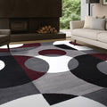 Rugshop Burgundy Geometric Area Rug, Contemporary Circle Design, Non-Shedding, Easy-Care Style for Living Room, Bedroom and Home Office, 5'3" x 7'3" - size: 5'3" x 7'3" (Rectangular)