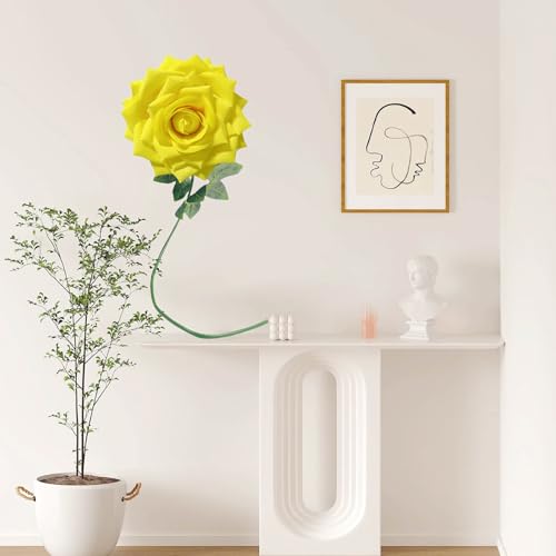 1 PCS 42-inch Giant Rose Large Decorative Flower, Wedding Window Display Background Decoration Rose, Valentine's Day (Yellow) - color: 08 Rose