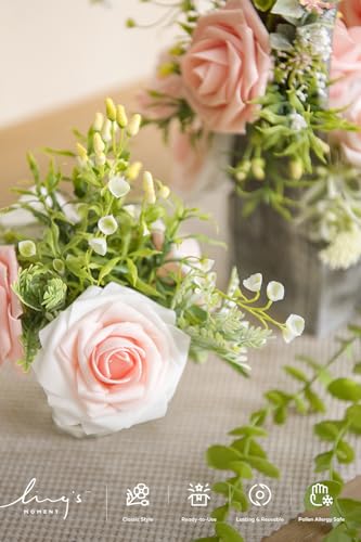 Ling's moment Artificial Flowers, 25Pcs 3" Roses in Shimmer Peach Shades, Realistic DIY Foam Floral Fill for Wedding Bouquets/Centerpieces, Outdoor Party Backdrops, Room/Table, Garden/Pot Decorations - color: Shades of Pink, size: 25Pcs