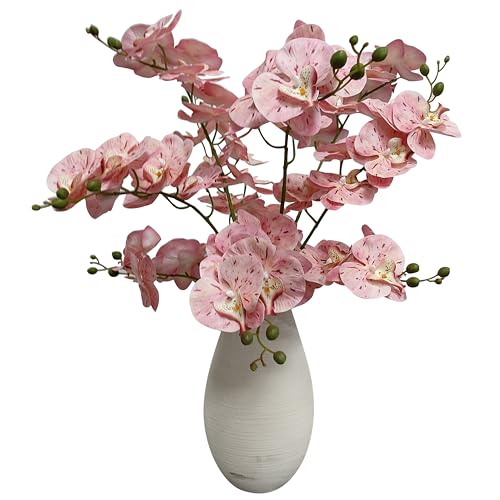 ATFL 10 Pack Tickled Pink Orchid Artificial Flowers Real Touch, 27'' Artificial Fake Faux Silk Orchid Stem Bouquets for Wedding Party Home Garden Decor (excluding the vase) - color: Tickled Pink