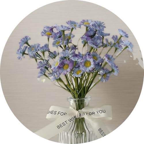 6 Stems Artificial Bouquet Decor Bundle Small Flowers Decorative Flower Set for Home Table Shelf Display, Purple - color: Purple