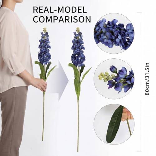 IPOPU Snapdragon Artificial Flowers 6PCS 31.50" Delphinium Fake Flowers Violet Blue Long Stem Silk Flowers Antirrhinum Majus Faux Flowers for Home Garden Wedding Decor Floral Arrangement (Violet Blue) - color: Violet Blue