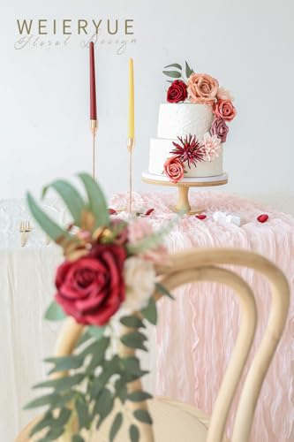 Artificial Flower Box Set Silk Fake Flowers DIY Center Cake Decoration Wedding Bouquet Corsage Home Decor Outdoor Decor Gift (Cream red) - color: Cream Red
