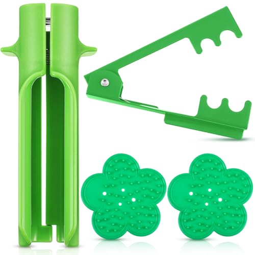 Lasnten 4 Pcs Rose Thorn Stripper Tool Set, Flower Stem Cleaner & Leaf Remover for Bouquet DIY, Floral Arranging, Wedding Flower Preparation, Florist Tools, Gifts for Bloom Lovers (Green) - color: Green