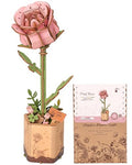 3D Flower Wooden Puzzles for Adults-Pink Rose, DIY Wooden Flowers Model Kit Building Set Crafts Birthday Gifts, Artificial Botanical Collection Creative Gift Ideas/Housewarming (104PCS) - style: TW - Pink Rose