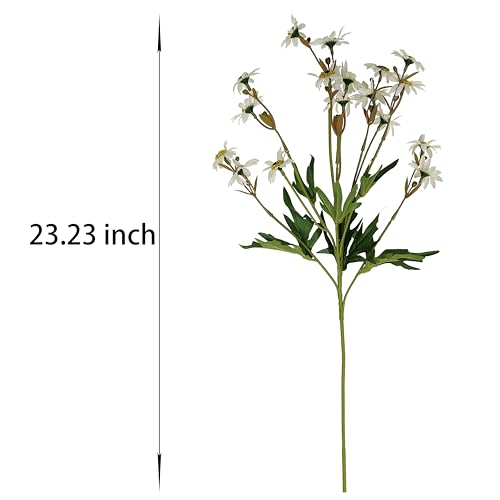 ATFL 23'' White Daisy Artificial Flowers,Artificial White Daisies,6 Bouquets Fake Daisies Flowers,Faux Daisies for Home Table Centerpieces Arrangement Decoration (6, White) - color: White