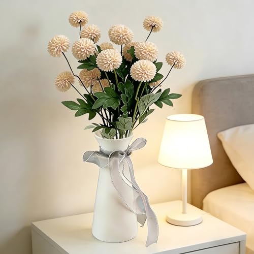 5PCS Cherry Blossom Pink Artificial Flowers Dandelion Ball Floral Stems, 5 Head Real Touch Faux Flowers for Vase Filler Spring Home Decor Easter Decorations Centerpiece Wedding Arrangements - color: 5pcs Cherry Blossom Pink
