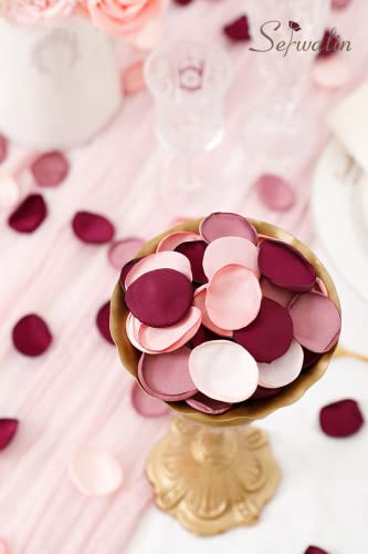 Serwalin 300pcs Silk Rose Petals Artificial Flower Petals for Weddings Burgundy Pink Petals Fake Petals Flower Girl Petals for Proposal Basket Aisle Runner Bridal Shower (4 Color Mixes) - color: Classic Burgundy Pink, size: 300pcs