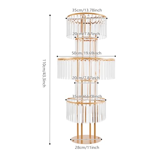 2Pcs 5 Tiers Wedding Centerpieces Vase, 43.3" Tall Wedding Centerpieces Crystal Flower Stand, 5-Tier Crystal Vase with 11" Round Base for Party Event Home Decoration (Gold) - color: Gold+round Base