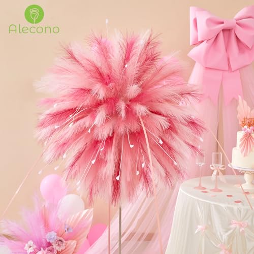 Alecono 𝟯𝟬𝙋𝙘𝙨 Pampas Grass 17in, Pink Faux Pampas Grass Decor for Home Decoration, Wall Decor for Wedding Centerpieces Party Decorations (Hot Pink, Blush, Pink) - color: Hot Pink & Blush & Pink, size: 30pcs