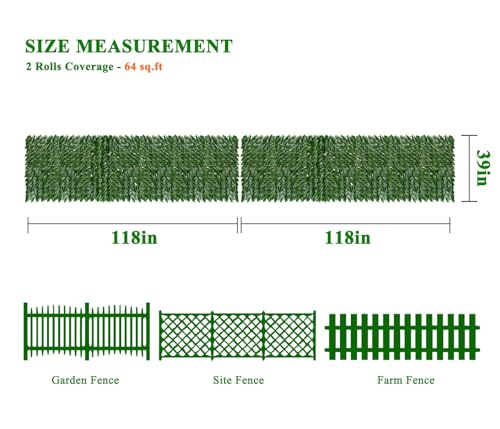 iCover 2PK 39 * 118in Artificial Ivy Privacy Fence Screen Cover, Highly Dense Leaves Wtih Strengthened Joint Prevent Leave Falling Off, Faux Hedge Panels Greenery Vines, Decorative Fences - color: Green Vines, size: 39*236in
