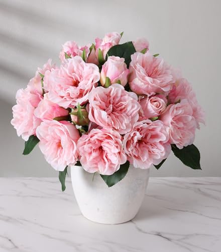 florisso Light Pink Rose Artificial Flowers - 13 Branches Faux Roses for Vase Decor, Wedding Centerpieces & Living Room Accents (Silk Artificial Roses) - color: Rose-light Pink