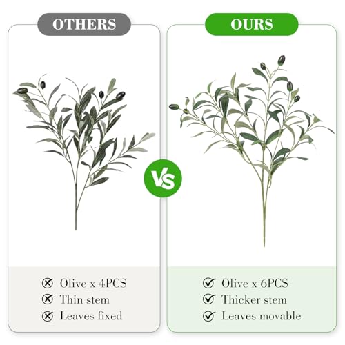 18inch 10PCS Artificial Olive Branches for Vase Faux Olive Stems Fake Greenery Olive Leaves with Lifelike Fruits Tabletop Decor for Centerpieces Indoor Floral Arrangements - size: 18in