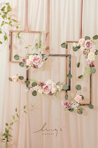 Ling's moment Fake Flowers Box, Faux Artificial Greenery Stems Foam Roses Gardenia Silk Hydrangea Ranunculus Fabic Flower for Centerpieces Bouquet Wedding Vase, Dusty Rose & Blush, Grand Combo - color: Pk-dusty Rose & Blush, size: Grand