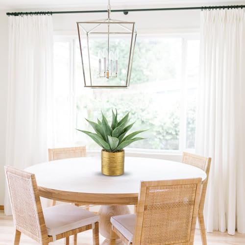 Large Faux Agave Plants Artificial Aloe Plant Fake Succulent Plants in Pot Realistic Agave Plant Artificial Potted Plants for Home Living Room Table Office Desk Bathroom Indoor Decor(Brushed Gold) - color: Agave -Brushed Gold
