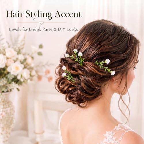 RAINFLOW Babys Breath Artificial Flowers Bulk - 100PCS Mini Flowers for Decoration Scrapbook Supplies Flower Garland Wedding Decorations for Reception Bouquet Accessories Home Decor(All White, 3.7In) | 100PCS Mini Flowers, Wedding Decorations, Bouquet Acc