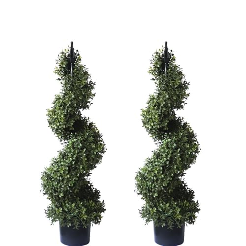 ALL SEASON GREEN 3ft Artificial Boxwood Topiary Tree Potted Topiary Plants for Front Porch Entrance Home Living Room Indoor and Outdoor 2Pack - size: 3 ft